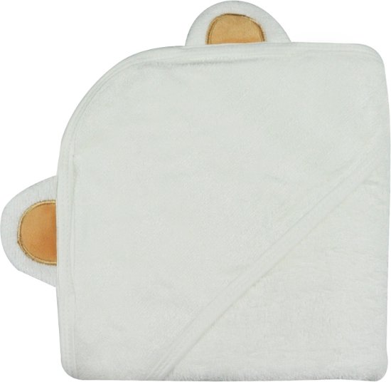 Mon Avenir - Baby Badcape met Beertje Capuchon Bamboe - Wit - Extra Groot - 90 x 90 cm -  Beertje Badhanddoek - Dikte 500 GSM van Mon Avenir