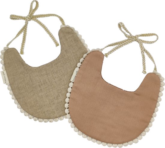 Mon Avenir - Baby Slabbetjes  - Bloemetjes - Wit - Bruin - set van 2 Boho Slabbetje van Mon Avenir