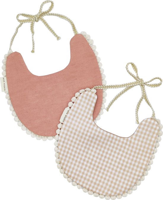 Mon Avenir - Baby Slabbetjes - Roze - Geruit - Meisje - set van 2 Boho Slabbetje van Mon Avenir
