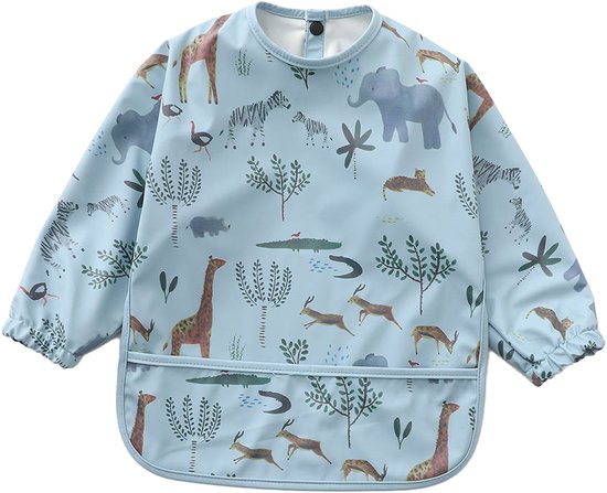 Mon Avenir - Longsleeve slab - waterproof - schort lange mouwen - Blauw - safari dieren van Mon Avenir