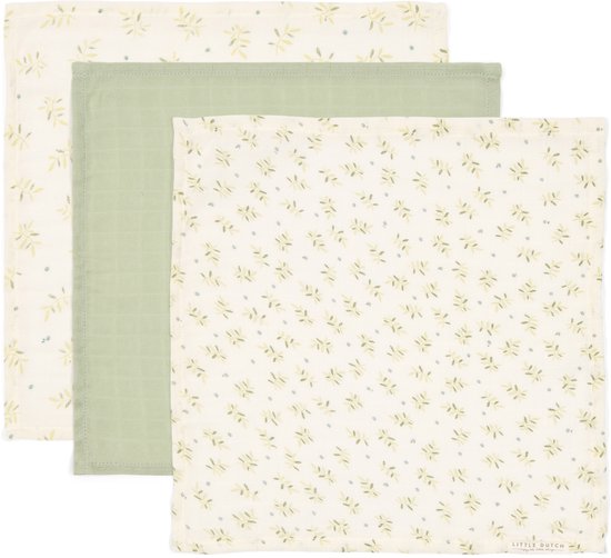 Monddoekjes set - Groen - Essentials - Blueberry Leaves van Merkloos