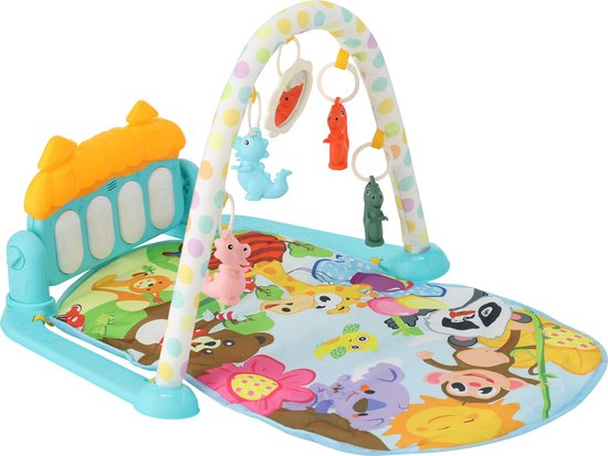 Moni Toys - Piano Activiteiten Speelkleed - Multicolor - Met Speelboog, Spiegeltje & Muziek - Educatief Baby Gym - Vanaf 0 Maanden van Moni Toys