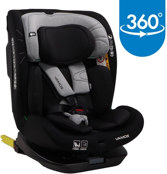 Moni Vamos Stone Gray 40-150 cm 360° i-Size Autostoel van Moni