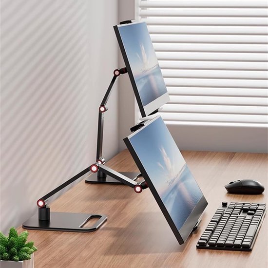Monitorhouder voor 12-17,3 inch scherm, metalen standaard, 16 inch, universeel, uitbreidbaar display, 12,9 inch tabletstandaard, verstelbaar, 360 graden draaibare monitor,