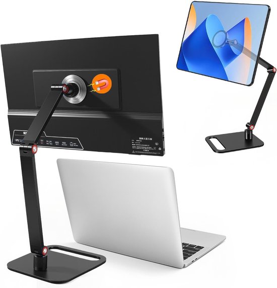 Monitorstandaard, sterke magnetische monitorhouder voor schermen met een diagonaal van 15,6", verstelbare hoogte, houder voor iPad Pro/Air, iPhone 4,7"-18,5", universele schermen
