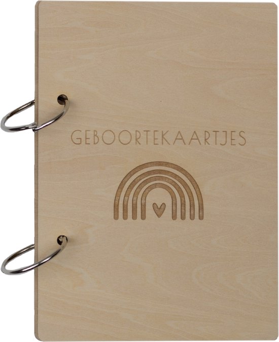 Monkiezz Houten Geboortekaartjes Bewaarbundel - 148 x 210 mm - Regenboog van Monki