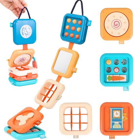 Montessori Activiteiten Kubus voor peuters - Busy Board - sensorisch speelgoed voor kinderen 1-3 Jaar - Educatief speelgoed - Reisspeeltje voor baby's - Cadeaus voor jongens en meisjes