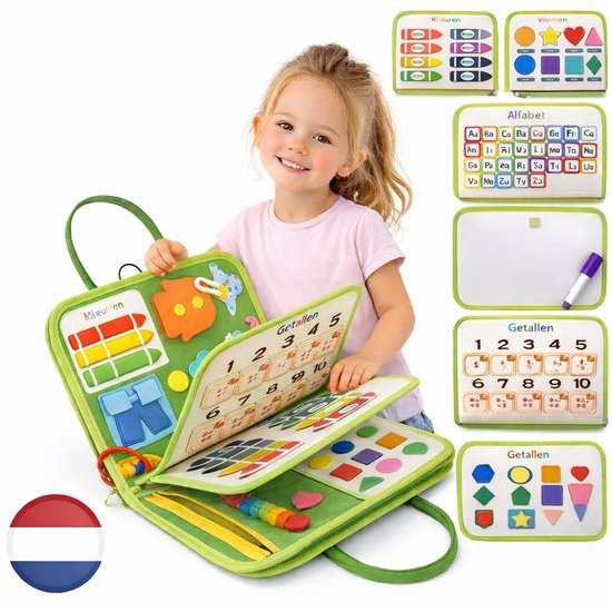 Montessori Activiteitenboek Nederlands - Educatief Busy Book 2-5 Jaar - Kleuren - Vormen - Alfabet & Cijfers - Peuter Speelboek - Schermvrij Educatief Speelgoed van Merkloos