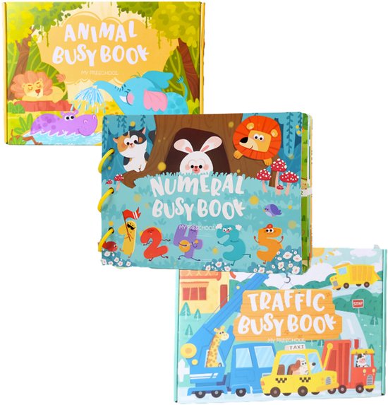 Montessori Activiteitenboeken Set - Busy Book voor Peuters 2 jaar 3 jaar - Stickerboeken - Doeboek -Sensorisch Speelgoed 3 jaar- Educatief Spel voor Jongens en Meisjes 4 Jaar 5 Jaar - Speelgoedboek voor Onderweg