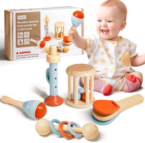 Montessori Baby Toys, 5 speelgoed ouder dan 1 jaar oud, Montessori Toys meer dan 6 maanden tot meer dan 1 jaar oud, babymuziekspeelgoed, sensorische training, leerspeelgoed ouder dan 1 jaar oud van Merkloos