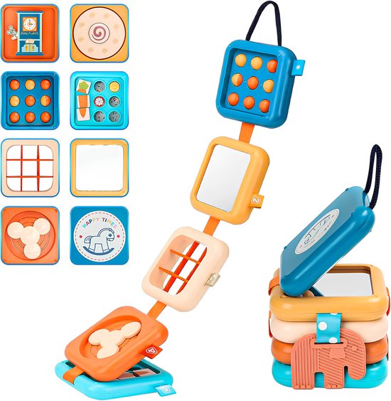 Montessori Busy Board Activiteitenkubus – Sensorisch Speelgoed 1-3 Jaar – Educatief Speelgoed– Motoriek & Cognitie Ontwikkeling – Reisspeeltje – Compact & Draagbaar – Ideaal Cadeau voor Peuters - voor Jongens & Meisjes van Playin Choc.
