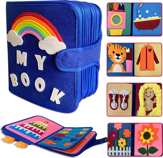 Montessori Busy Board Boek EXTRA GROOT XXL - 23 Pagina's Speelplezier -Montessori Activiteitenboek - Sensorisch Speelgoed - Motoriek Speelgoed 2 jaar - 3 jaar - 4 jaar - Activiteiten Boek - Quiet Book van Little Dutchies