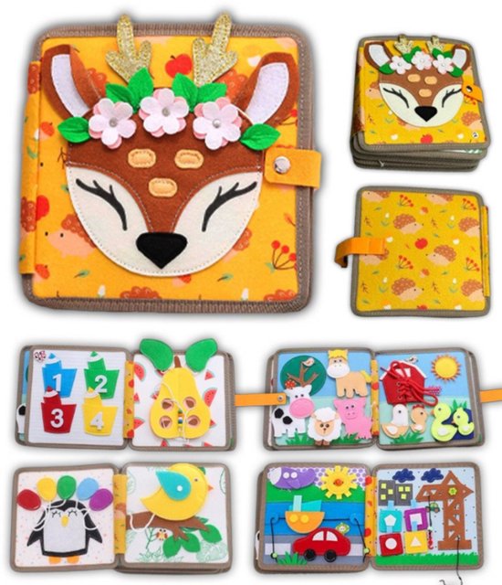 Montessori Busy Board - Speelgoedboek voor Jongens en Meisjes - Sensorisch Speelgoed - Activiteitenboek- Montessori Speelgoed 2 3 jaar - Baby Speelgoed Jongens en Meisjes - Doeboek -Kinderspeelgoed 3 jaar - Educatief Speelgoed voor Onderweg van Merkloos