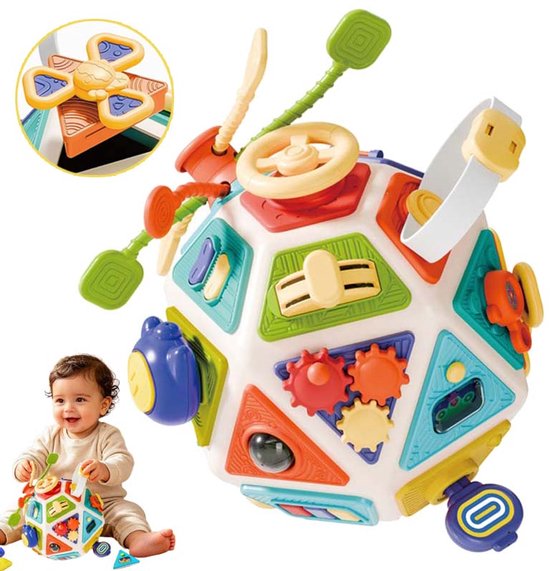Montessori Fidget Toy – 22 in 1 Peuter Activiteiten Kubus – Busy Board Montessori Speelgoed voor 1 Jaar – Sensorisch Activiteitenbord voor 1 2 3 Jaar – Vroeg Leren Speelgoed van Flintry