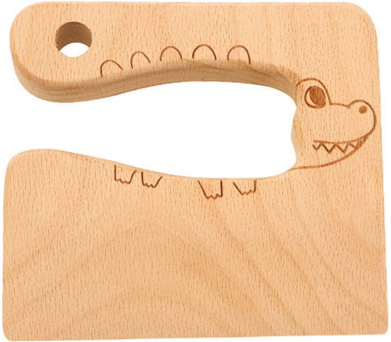 Montessori Houten Kindermes Krokodil editie - Kinder Koksmes - Peuter kok van Little Chef Concepts