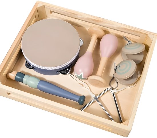 Montessori Houten Muziek Speelgoed - Educatieve Instrumenten Set - Rollenspel voor Jongens en Meisjes tot 3 jaar van Merkloos