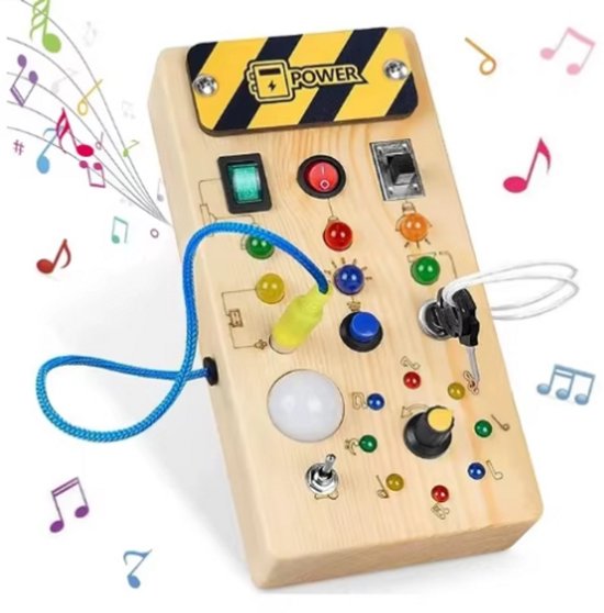 Montessori houten speelbord met simulatieschakelaar, sensorisch speelgoed met lichtschakelaar, speelgoed voor vroege educatie en ontwikkeling van fijne motoriek. van Merkloos