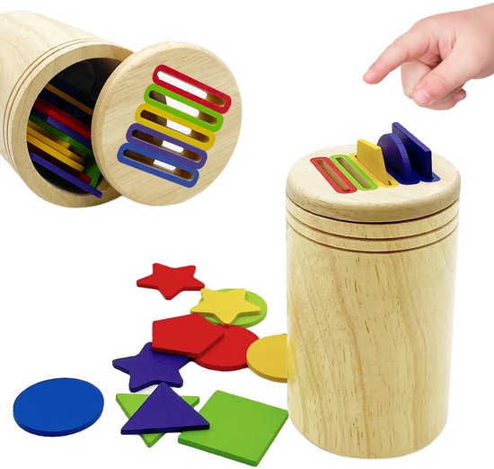 Montessori houten stokjes speelgoed voor 3 jaar - 8 kleuren sorteerspeelgoed - Natuurlijk houten peuter sensorisch matching spel - Verjaardagscadeau voor jongens en meisjes