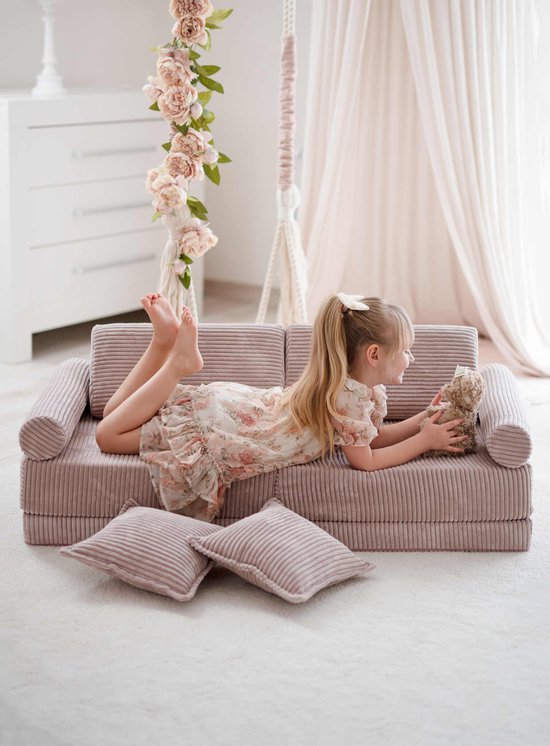 Montessori Mini Speelbank Comfort Corduroy Lichtroze van Childhome