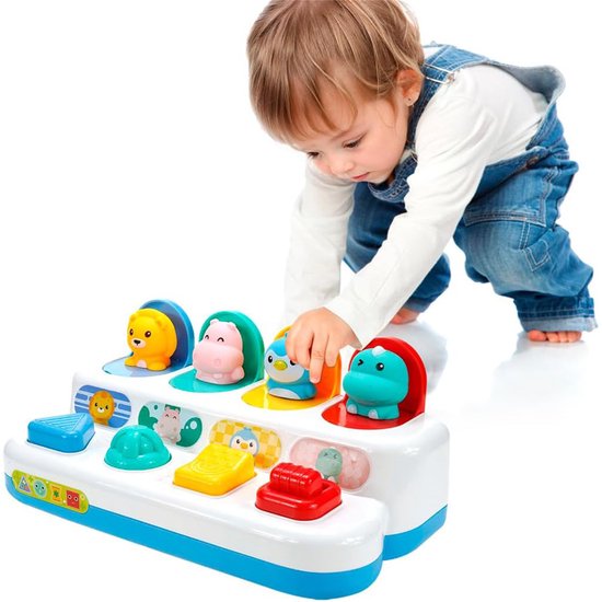 Montessori pop-up babyspeelgoed - educatief speelgoed vanaf 1 jaar - schattig pop-up dierenspeelgoed - interactief sensorisch speelgoed voor peuters - verjaardags of kerstcadeau voor jongens en meisjes