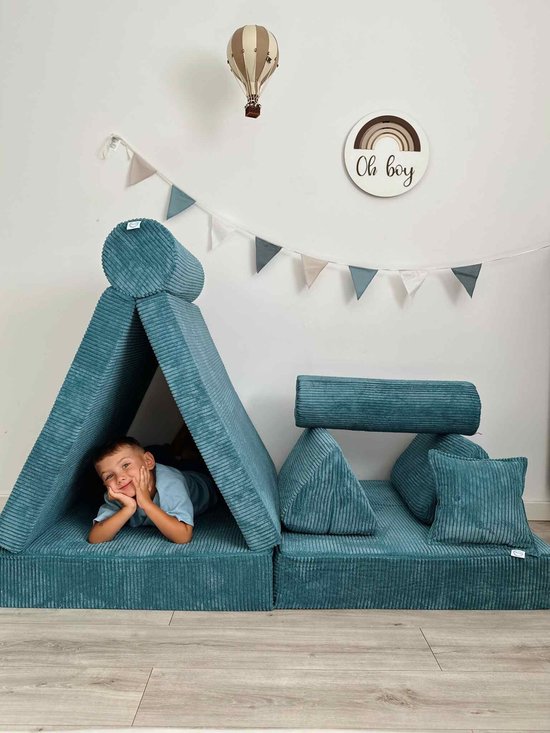 Montessori Speelbank Comfort Corduroy Blauw van Kinderkraft