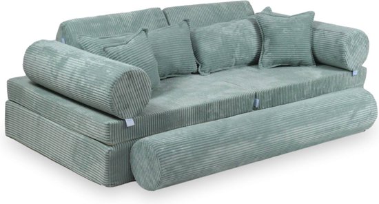 Montessori Speelbank Luxe Corduroy Licht Mint van HappiKids.
