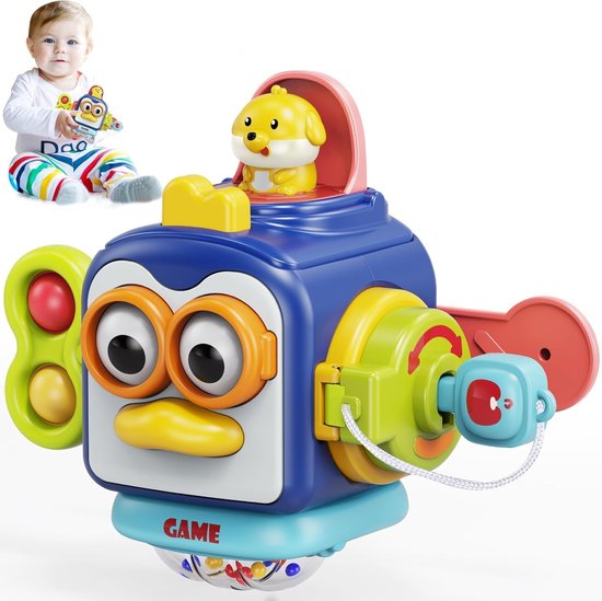 Montessori speelgoed - Baby Activiteiten Kubus - Educatief Babyspeelgoed - Sensorisch speelgoed - dobbelsteen - cadeau - voor kinderen van 6 tot 36 maanden - motorische - Peuter Speelgoed – Jongens – Meisjes - 1 jaar – 2 jaar – 3 jaar