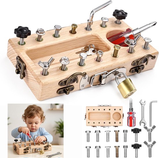Montessori speelgoed - Montessori schroevendraaierbord set - Houten speelbord voor kinderen van 2, 3, 4 en 5 jaar - Speelgoed voor de ontwikkeling van motorische vaardigheden - Educatief speelgoed - Cadeau voor meisjes en jongens
