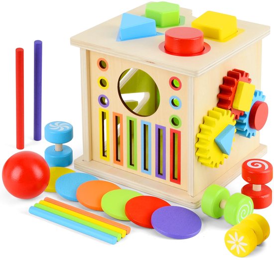 Montessori-speelgoed voor 1+, houten Montessori-speelgoed voor 2+ — Speelgoed voor fijne motoriek, sorteerspel met kleuren, sensorisch speelgoed & vormenstoof voor baby's — Verjaardagscadeau voor meisjes en jongens van 2 en 3 jaar van Merkloos