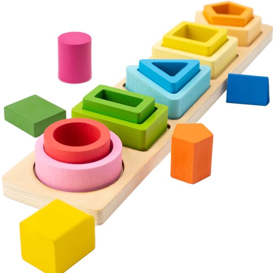 Montessori-speelgoed Voor Jongens En Meisjes Van 3 jaar en ouder - Houten Sorteer- En Stapelspeelgoed Voor Baby's En Peuters, Educatieve Vormen- En Kleurensorteerder Voor Kleuters. van Merkloos