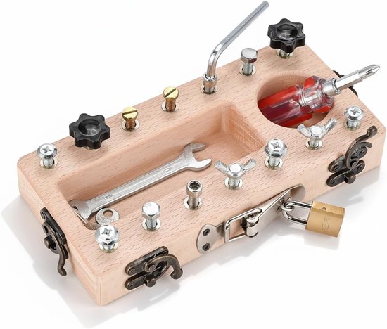 Montessori-speelgoed Voor Kinderen - Schroevendraaierset Met Slot En Sleutel, Houten Schroevendraaier Als Activiteitenspeelgoed, Ontwikkelt Fijne Motoriek, Geschikt Voor Kinderen Van 3, 4 En 5 Jaar van Toys of Wood Oxford