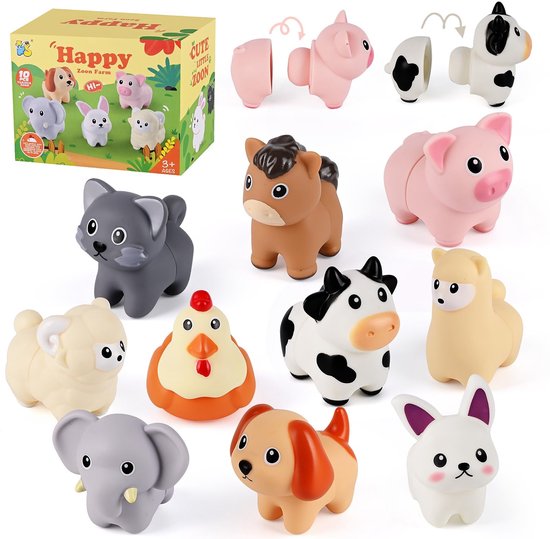 Montessori-Speelgoed Voor Peuters - Met 10 Verschillende Dieren - Kleuren Sorteren En Stapelen, Matchen En Leren - Speelgoed Voor Motorische Vaardigheden - Baby-Zintuiglijke Educatieve Spellen Cadeau Voor Kinderen, Jongens En Meisjes van Merkloos