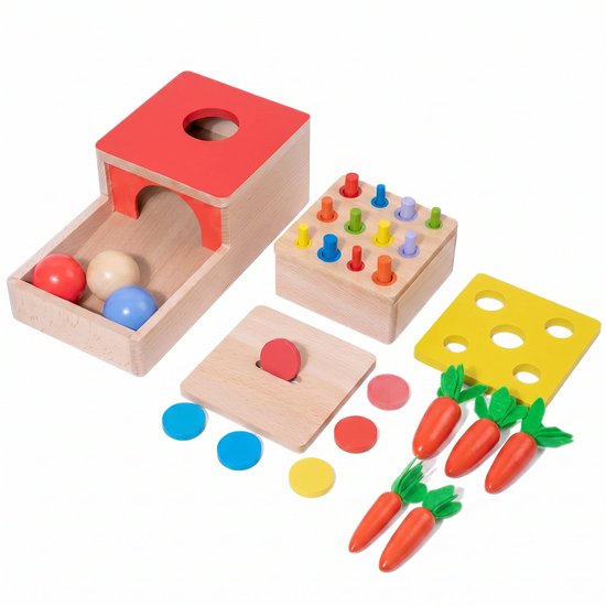 Montessori Vormen Stoof – Educatief Houten Speelgoed – 4-in-1 Sorteerspeelgoed – Activiteitenspeelgoed vanaf 1 Jaar