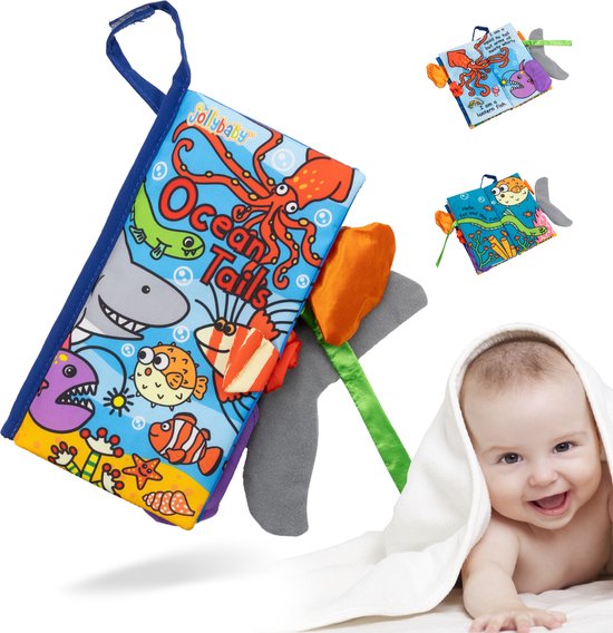 MontiPlay® Knisperboekje Baby - Buggyboekje - Baby speelgoed 6 maanden - Box speelgoed activity - Activiteitenboekje - Tummy Time - Sensorisch speelgoed baby - Baby Boekjes - Ocean van MontiPlay®