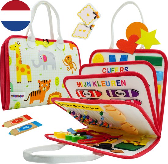 MontiPlay® Montessori Speelgoed - Sensorisch Speelgoed - Activiteitenbord - Busy Board - Montessori Activiteitenboek voor thuis - Educatief - Sensomotorisch Speelgoed- Dieren - Het grote speelgoedboek 2025 van Merkloos