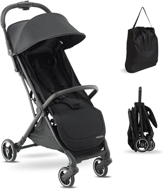 Mooiys Axel Buggy - Compacte Buggy - Klein opvouwbaar en lichtgewicht - Inclusief draagtas - Zwart van Merkloos