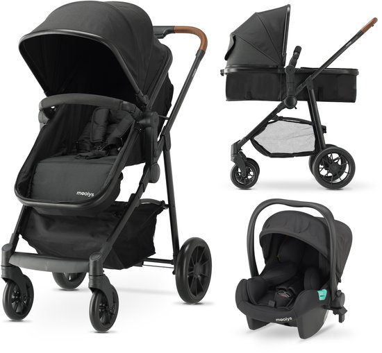 Mooiys Kai Kinderwagen - 3-in-1 reissysteem kinderwagen - Zwart van Mooiys