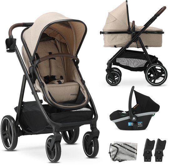 Mooiys Luca Kinderwagen 3in1 - Multi functionele Kinderwagen - inclusief autostoel - Nougat van Merkloos