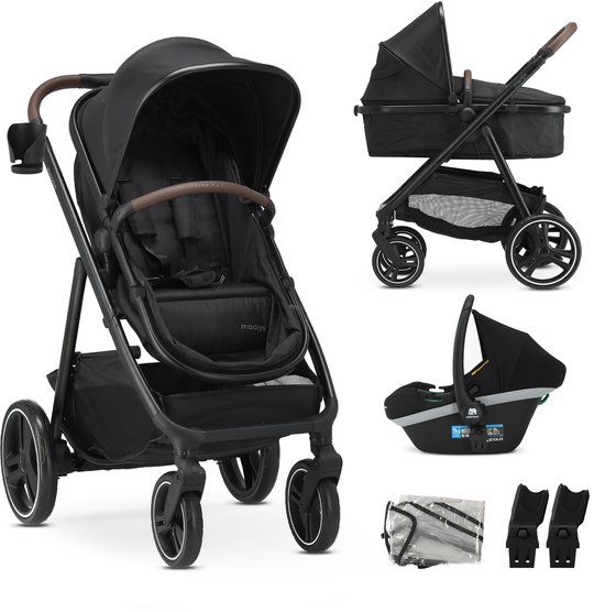 Mooiys Luca Kinderwagen 3in1 - Multi functionele Kinderwagen - inclusief autostoel - Zwart van Merkloos