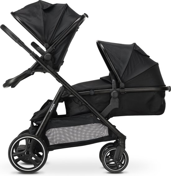 Mooiys Riley Kinderwagen 2in1 - Duo Kinderwagen - Uitbreidbaar inclusief reiswieg en zitje - Zwart van Merkloos