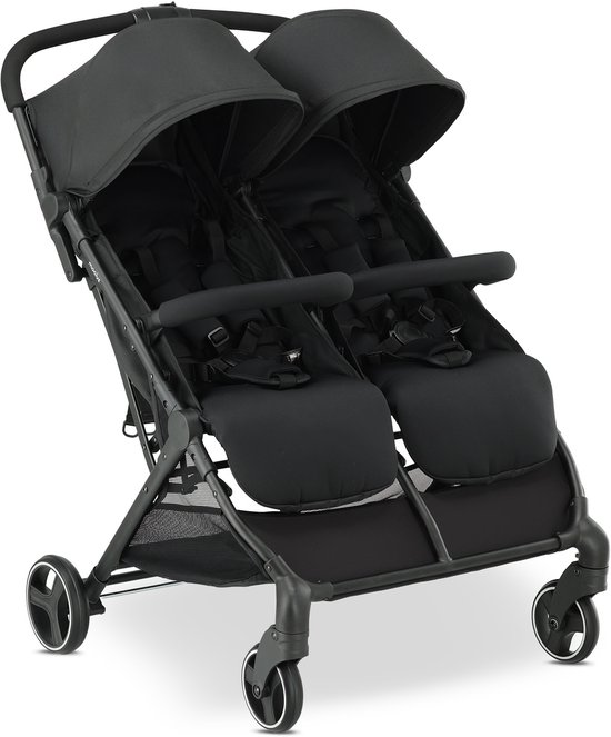 Mooiys Tess Twin Duo Buggy - Inclusief regenhoes - Inclusief Draagtas - Zwart van Merkloos