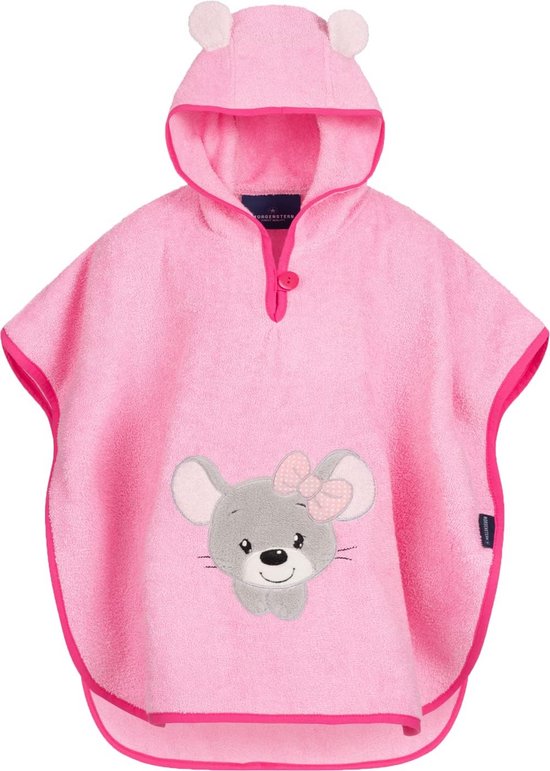 Morgenstern Children's Bath Poncho, Baby Girls, Boys, Terry Towelling, 100% Cotton, 1-3 Years, Pink - Mouse