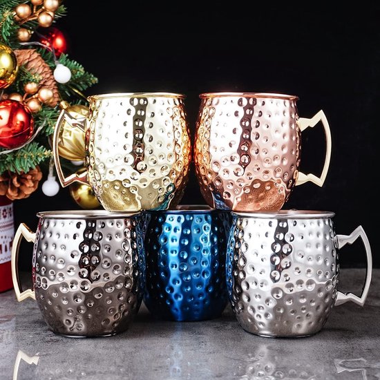 Moscow Mule beker 500 ml handgemaakte koperen beker Moskou Mule koperen mokken (zilver) van Stylepoint