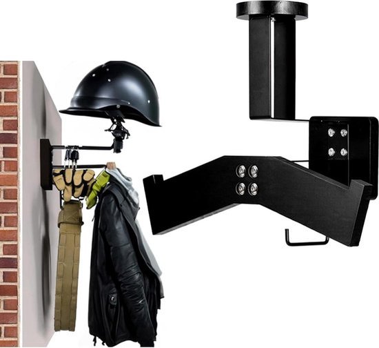 Motorhelmhouder voor aan de muur - multifunctionele helmhouder - fiets motorfiets garderobe - ruimte voor tactisch vest - helm en jas van Merkloos