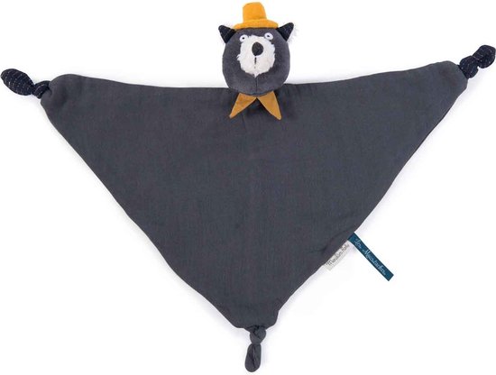 Moulin Roty Knuffeldoekje kat Alphonse donkergrijs Les Moustaches van Merkloos