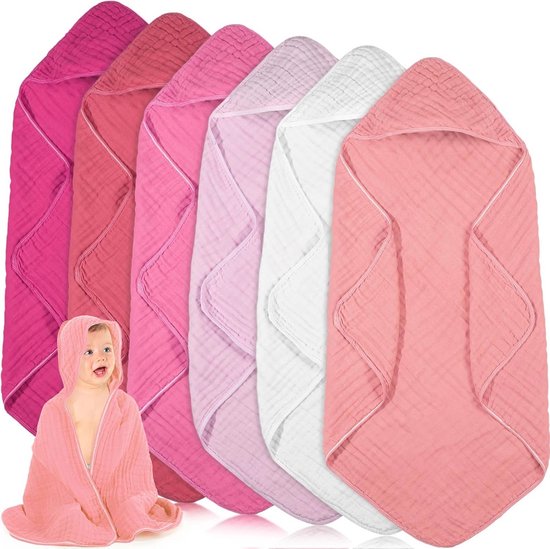 Mousseline babyhanddoeken met capuchon - 6 stuks - 32" x 32" - Absorberend en zacht voor pasgeborenen van Merkloos