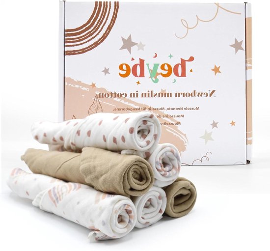 Mousseline doeken - Baby hydrofiel - Baby verzorging - Zacht katoen - 30 x 30 cm - Beige