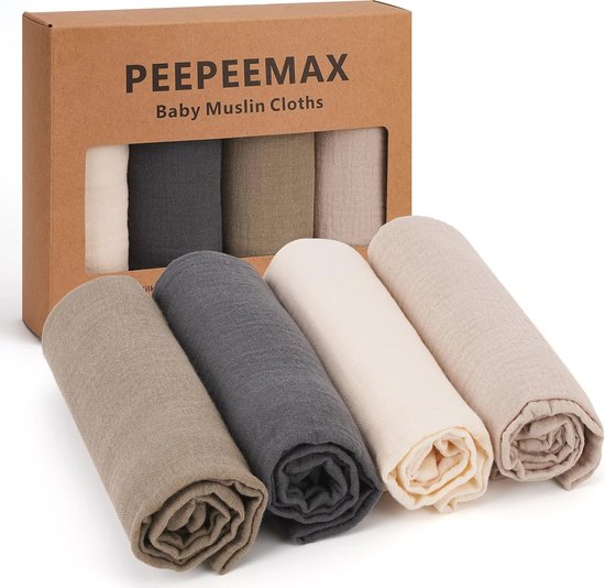 Mousseline Doeken Baby Spuugdoekjes 50 x 25 cm - 4 Stuks - 100% Katoen - Zacht en Ademend - Ideaal voor Jongens en Meisjes van BabyComfy