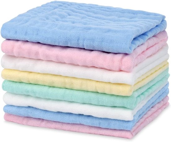 Mousseline Katoenen Babyhanddoeken - Zachte en Ademend Doeken 30x30 cm 8 Stuks
