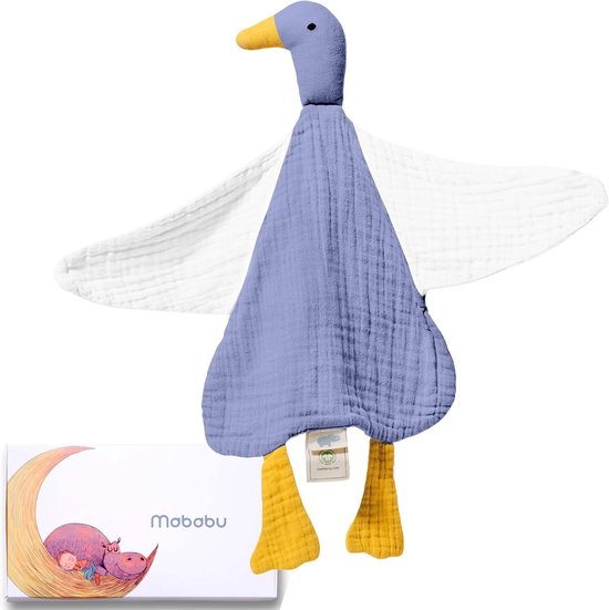 Mousseline Knuffeldoek - Knuffeldier Eend - Baby Comfort - Vierlaags Katoen - Lila